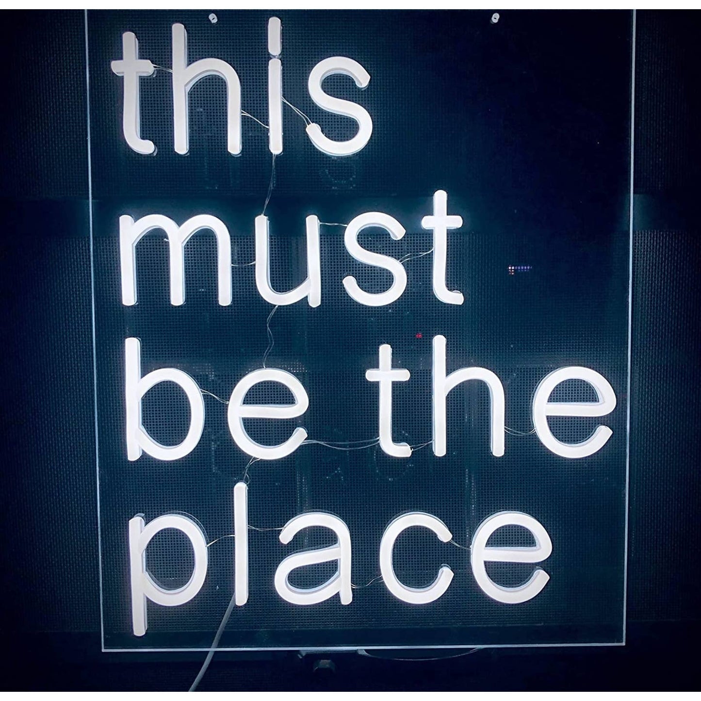 Simple Bright Square “This Must Be the Place” LED Night Light Sign Room Wall Dec