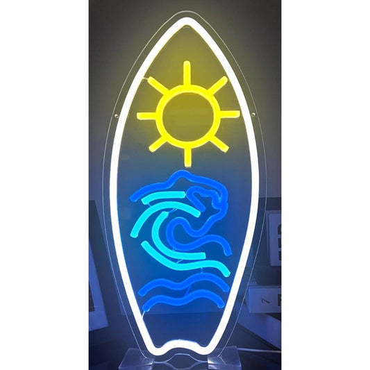 Fun Bright Ocean Wave Sun Rise Surfboard LED Night Light Room Wall Decor