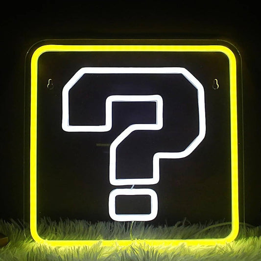 Fun Bright Yellow Super Mario Bros. Question Block LED Light Game Room Decor