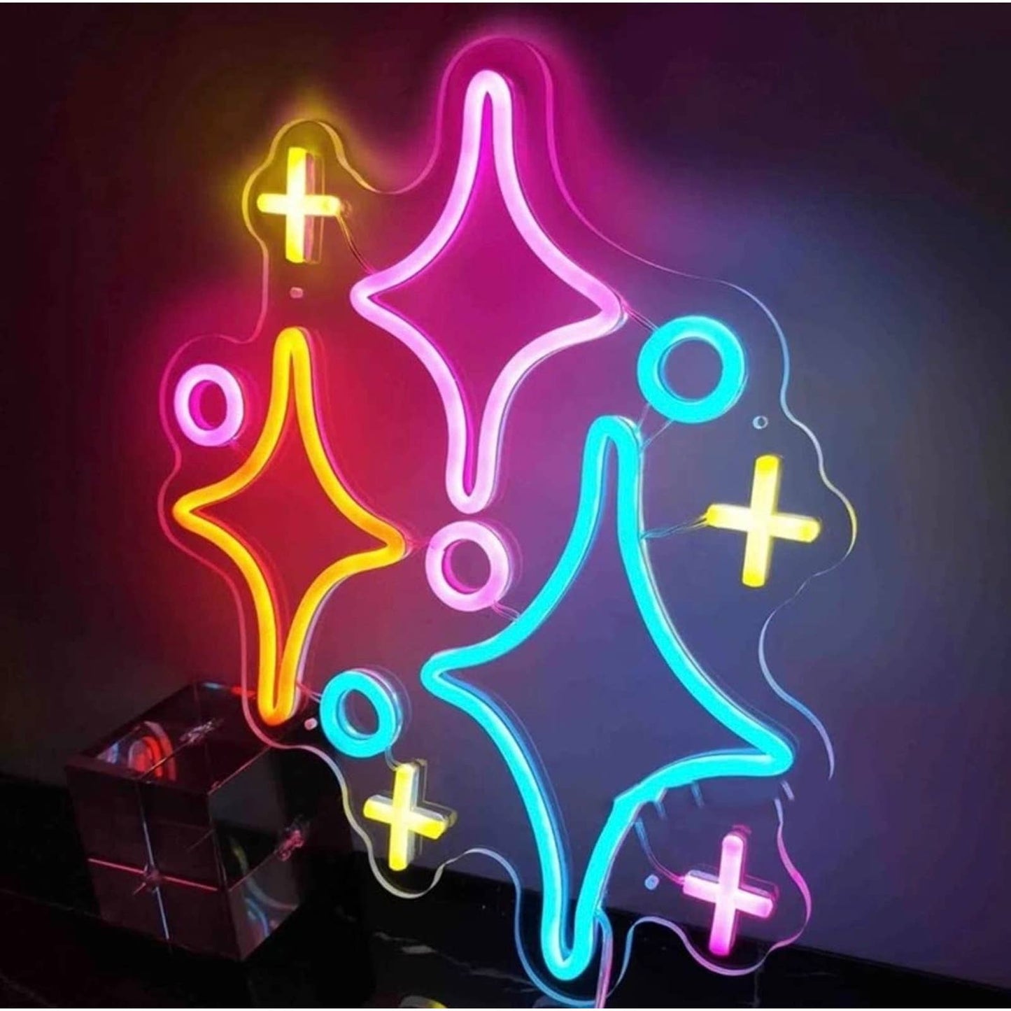Fun Bright Colorful Sparkling Stars LED Night Light Room Wall Decoration