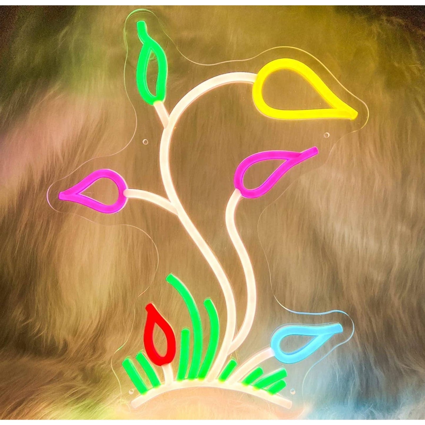 Lovely Bright Rainbow Flowers LED Night Light Room Wall Decoration
