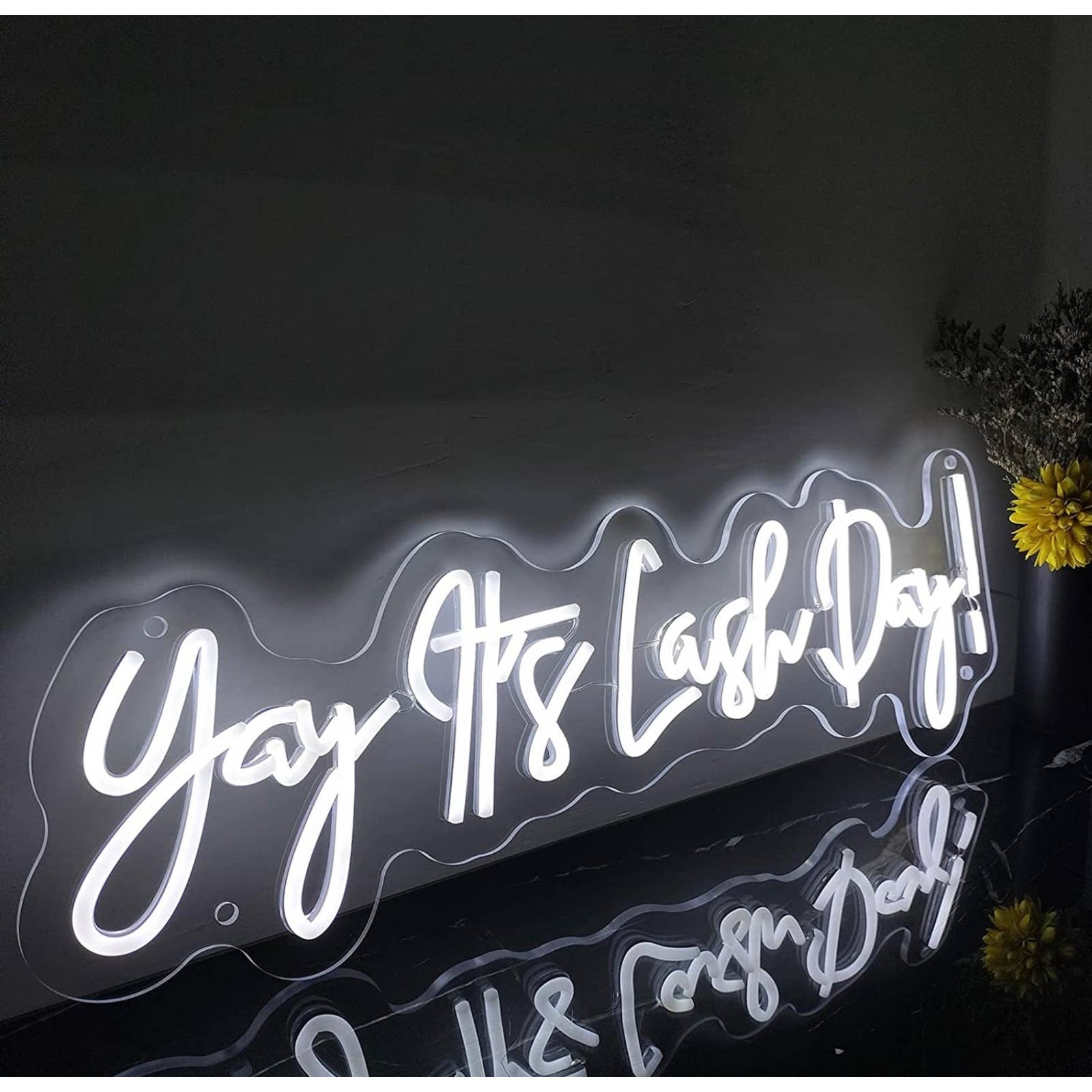 Yay it's lash day Neon Sign Led Lights Lash Room Decor Wall Art