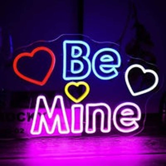 Lovely Bright “Be Mine” Hearts LED Night Light Romantic Room Wall Decoration