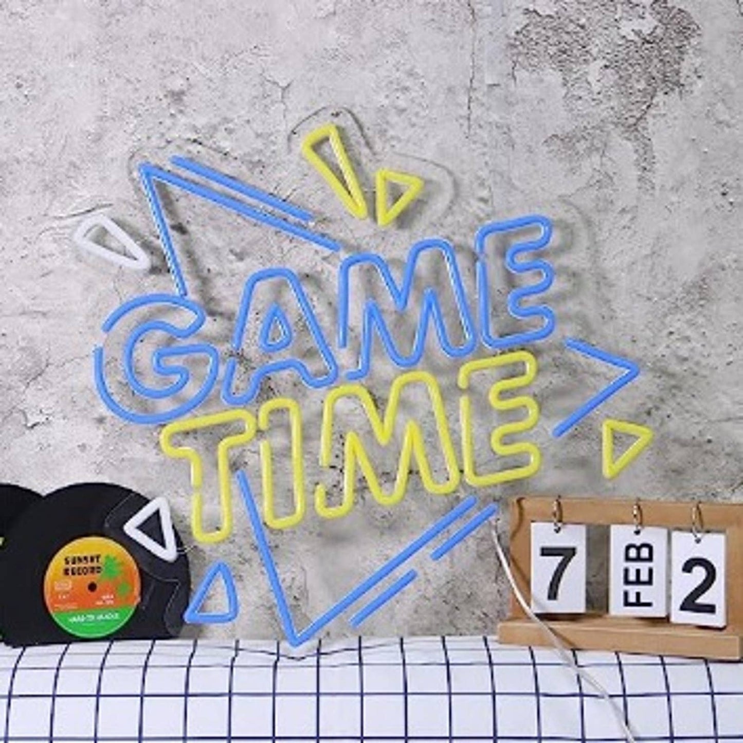 Fun Bright Blue Exciting Game Time LED Night Light Gamer Sign Room Decor