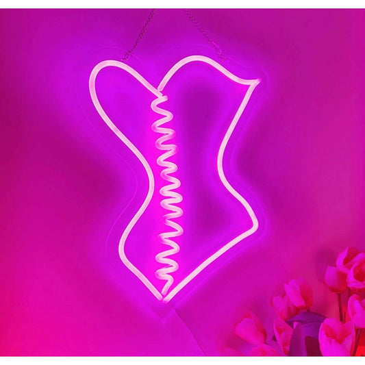 Lovely Bright Pink Corset Babe Cave LED Night Light Room Wall Decoration