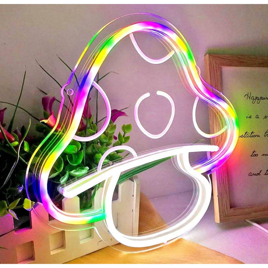 Cute & Adorable Baby Rainbow Mushroom LED Night Light Room Wall Decor