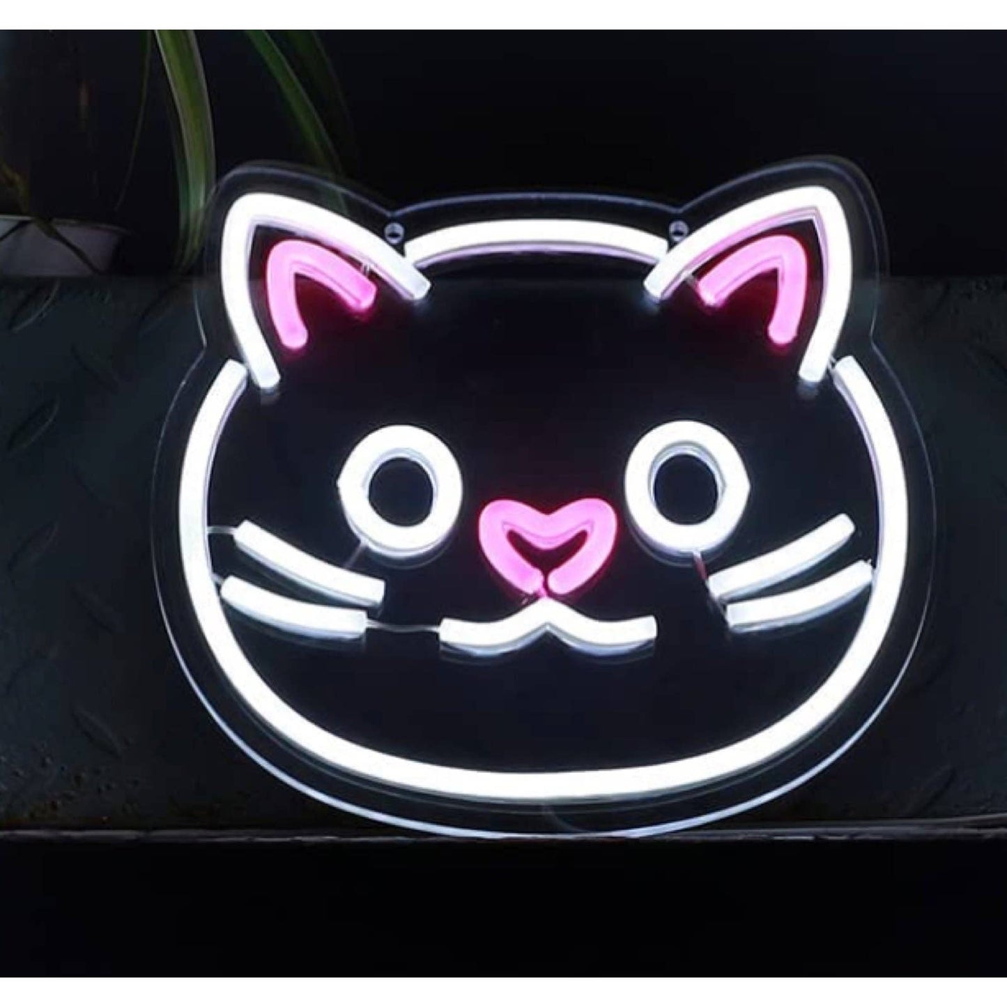 Adorable Round Kitty Cat Heart Nose Face LED Night Light Room Wall Decoration