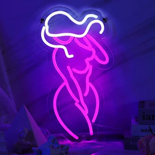 Lovely Bright Pink / White Beautiful Woman LED Night Light Room Wall Decoration