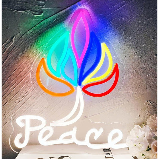 Lovely Bright Rainbow Peace Sign LED Night Light Room Wall Decoration