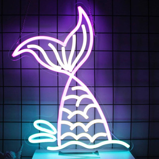 Fun Vivid Bright Splashing Mermaid Tail LED Night Light Room Wall Decor