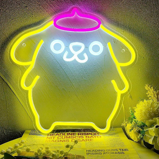Super Cute Vivid Bright Yellow Pom Pom Putin LED Night Light Anime Decor