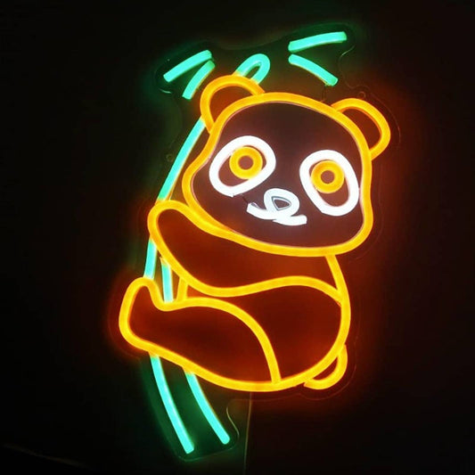 Super Cute Bright Baby Panda Bear Climbing a Bamboo Tree LED Night Light