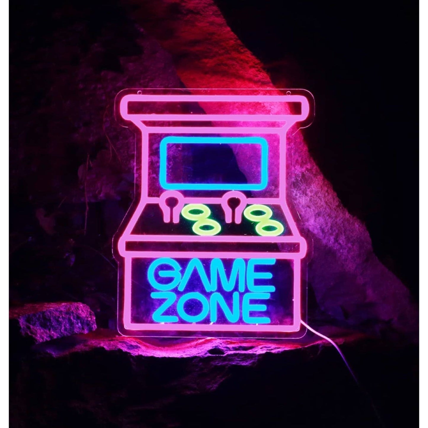 Fun Bright Pink / Blue Retro Arcade Game Zone LED Night Light Room Wall Decorati