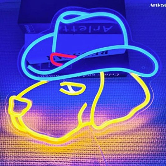 Fun Bright Cowboy Puppy Dog LED Night Light Room Wall Decoration