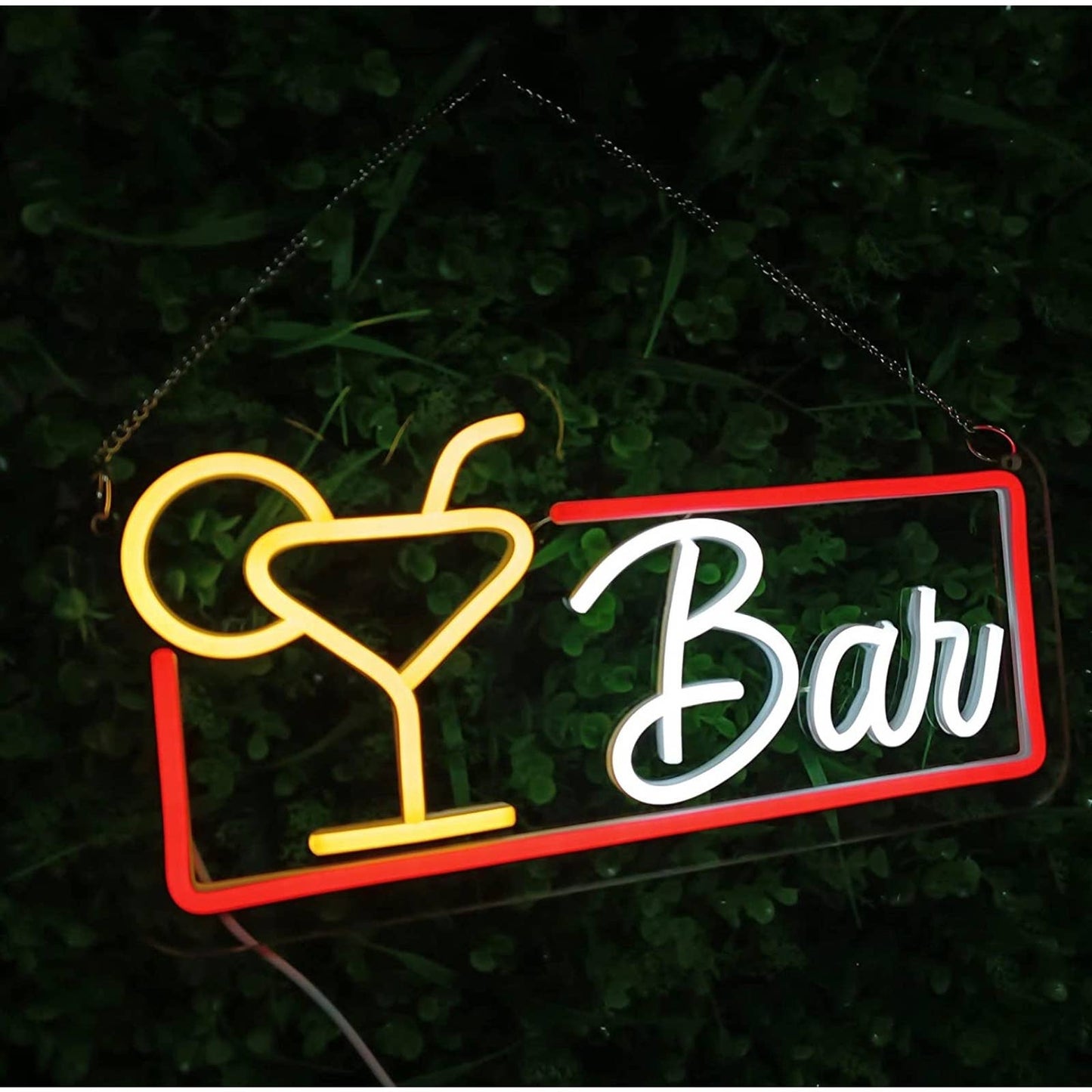 Fun Bright Red Border Bar Cocktail LED Night Light Room Wall Decoration
