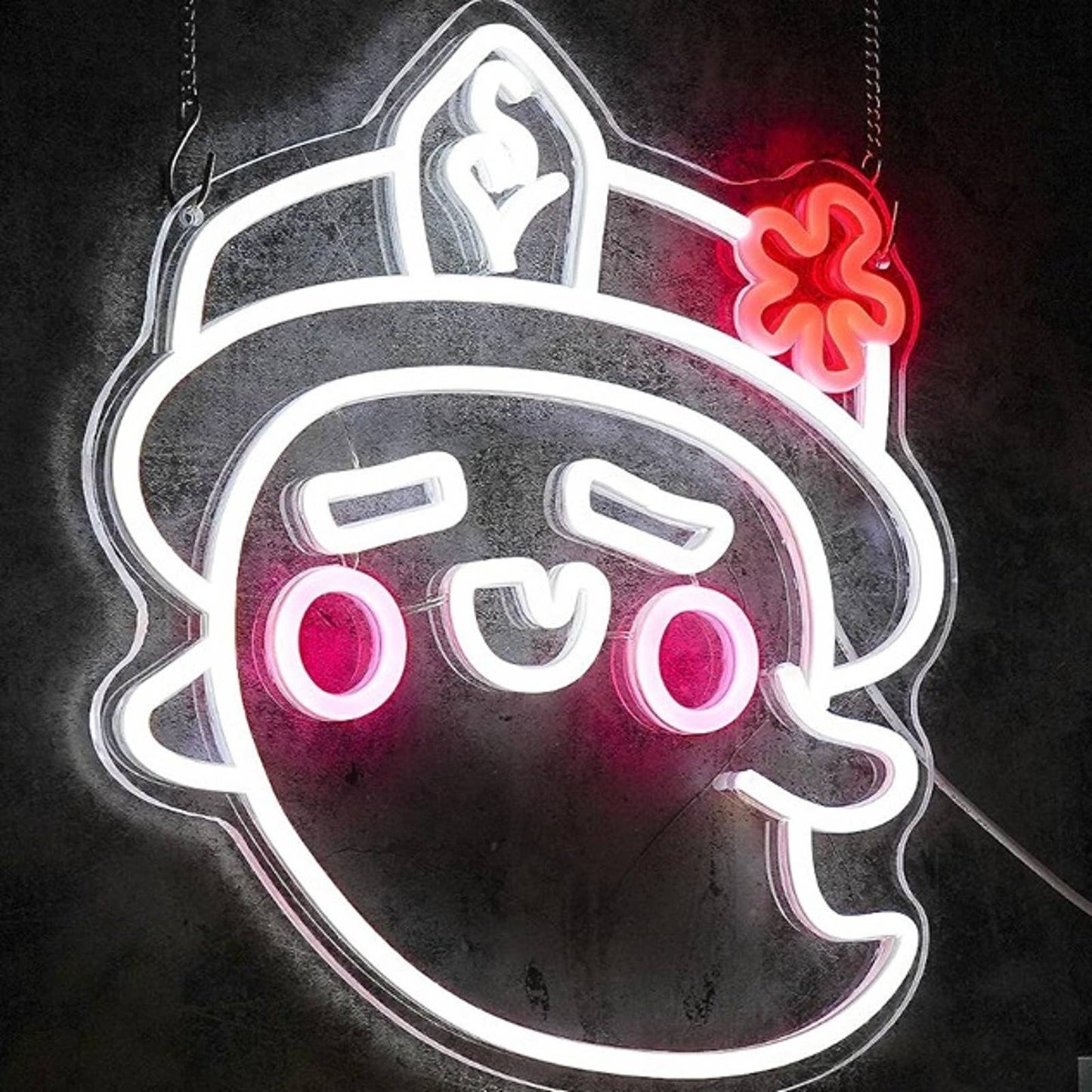 Super Cute Pink Cheek Ghost in Hat LED Night Light Halloween Anime Decor