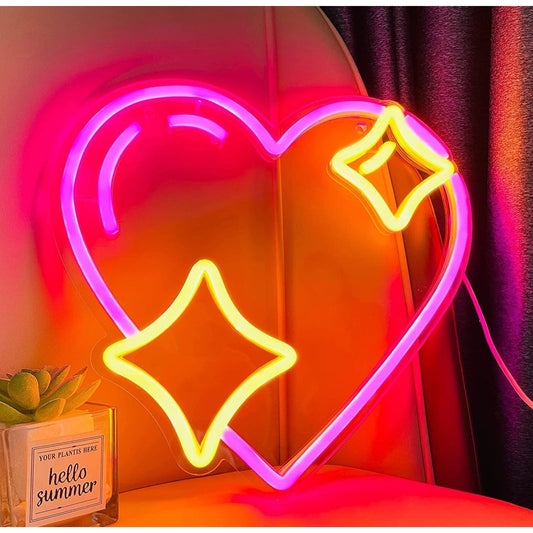 Lovely Bright Pink Sparking Heart LED Night Light Room Wall Decoration