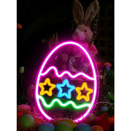 Lovely Bright Rainbow Star Easter Egg LED Night Light Room Wall Decor