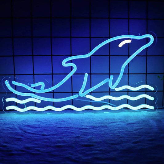 Lovely Bright Blue Dolphin LED Night Light Room Wall Decoration