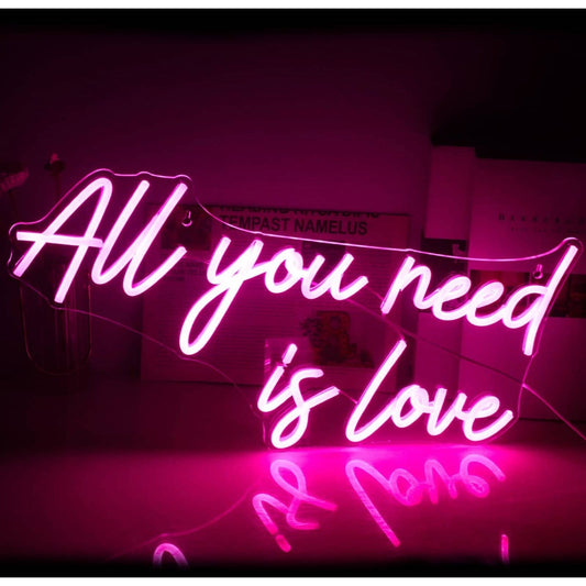 Romantic Warm Pink “All You Need is Love” LED Night Light Room Wall Decoration