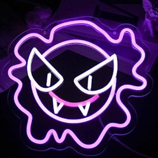 Fun Bright Purple Smiling Gastly Ghost Pokemon LED Light Video Game Decor
