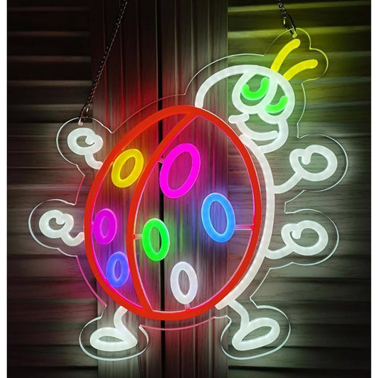 Fun Bright Rainbow Lady Bug Cartoon LED Night Light Room Wall Decor