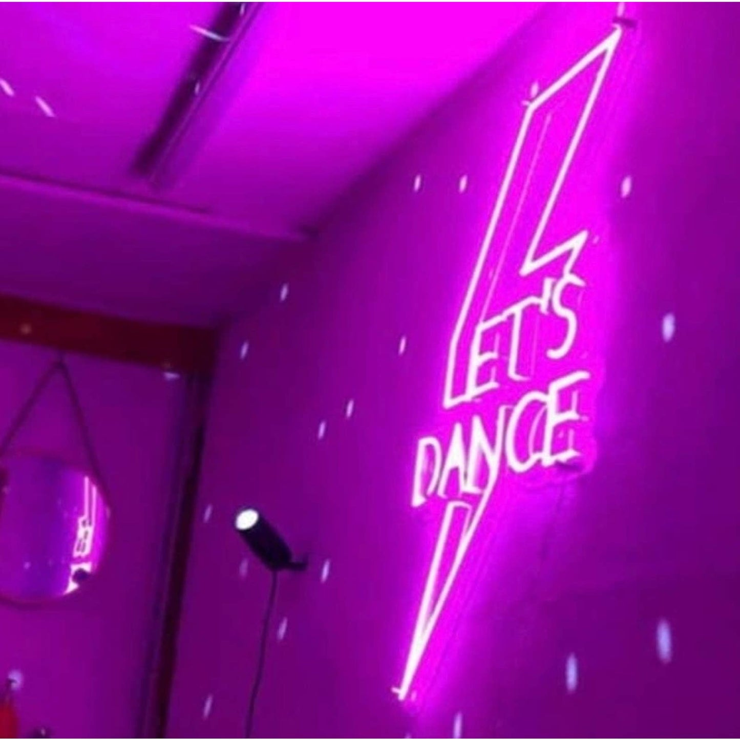 Fun Bright Hot Pink “Let’s Dance” Lightning Bolt LED Night Light Party Decoratio