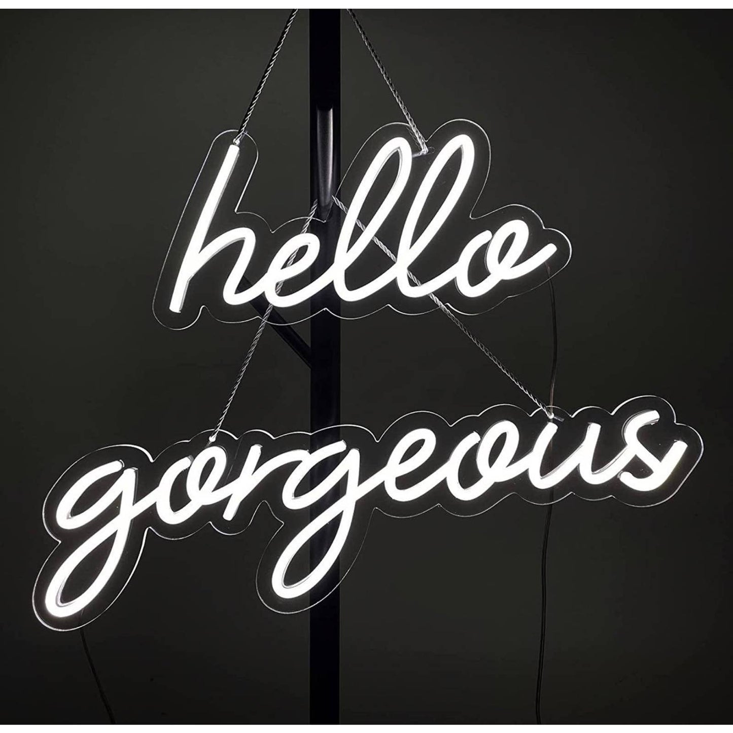 Beautiful White “Hello Gorgeous” LED Light Sign Room Decoration