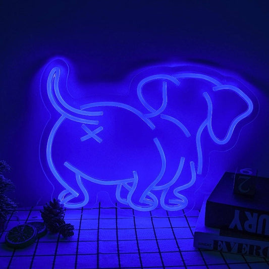Funny Bright Blue Weiner Puppy Dog Butt LED Night Light Room Wall Decor