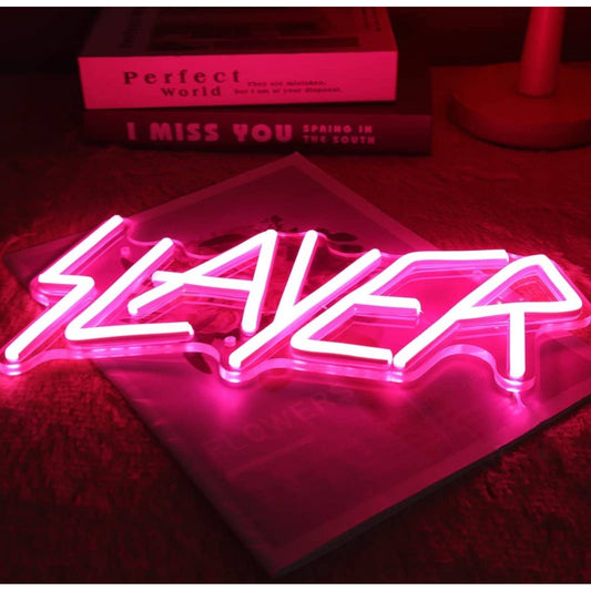 Bright Pink Slayer Metal Rock Music Band LED Night Light Concert Decoration