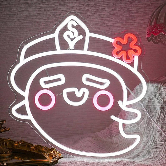 Super Cute Pink Cheek Ghost in Hat LED Night Light Halloween Anime Decor