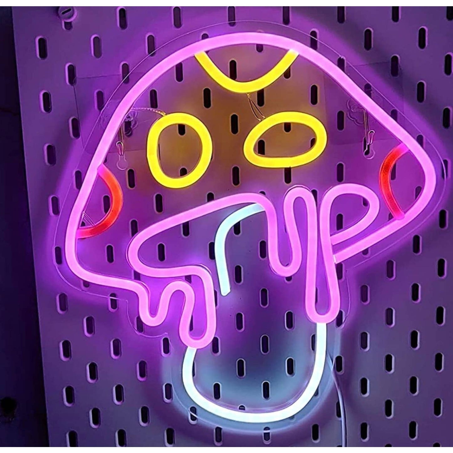 Vivid Fun Bright Pink Spotted Melting Mushroom LED Night Light Room Wall Decorat