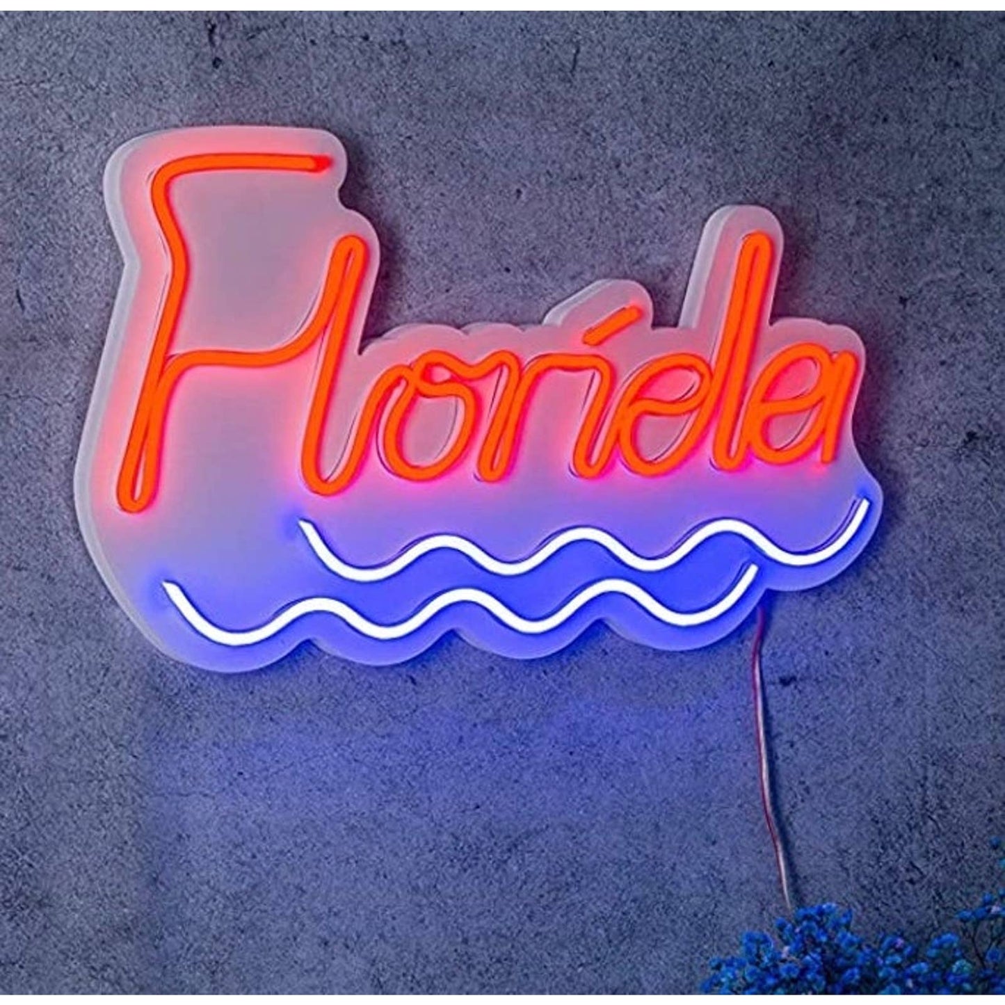 Bright Vivid Red / Blue Florida Ocean LED Night Light Room Wall Decoration