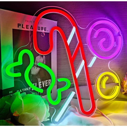 Lovely Tasty Bright Colorful Candy Cane LED Night Light Christmas Decor