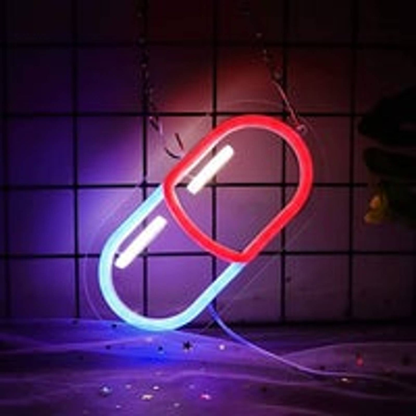 Vivid Bright Red/Blue Pill LED Night Light Medicine Nurse Doctor Room Wall Decor