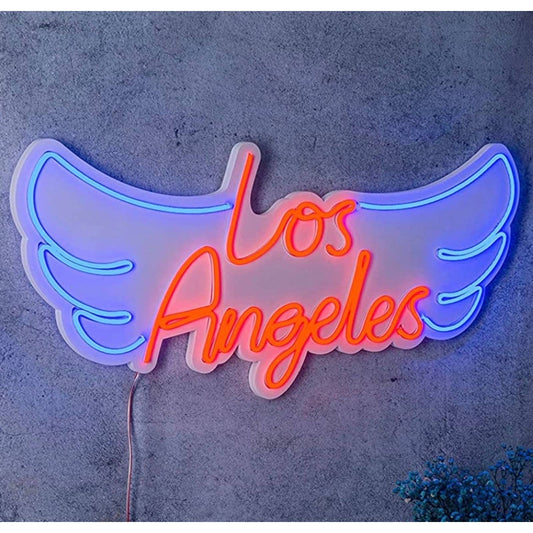 Fun Bright Vivid Red / Blue Los Angeles Angel Wings LED Light Room Wall Decorati