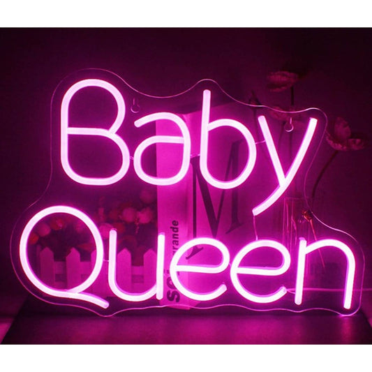 Fun Vivid Bright Pink “Baby Queen” LED Night Light Room Wall Decor