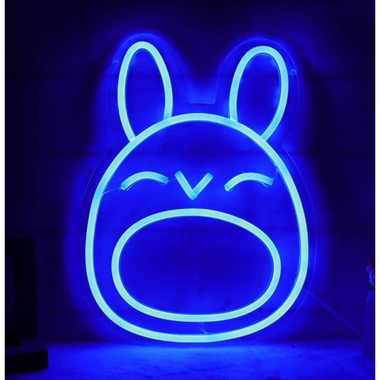 Fun Bright Blue Bunny Totoro LED Night Light Room Wall Decor