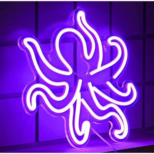 Lovely Bright Purple Octopus LED Night Light Room Wall Decoration