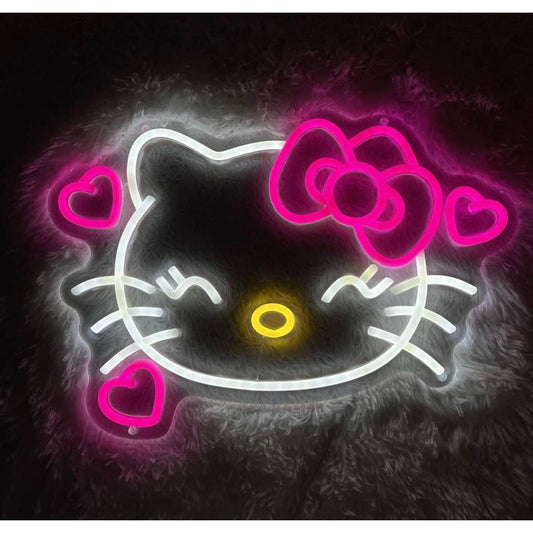 Adorable Bright Hello Kitty Love Hearts LED Night Light Room Wall Decoration