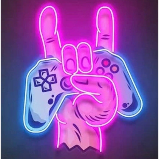 Fun Bright Pink Video Game Hand Controller LED Night Light Arcade Room Decoratio