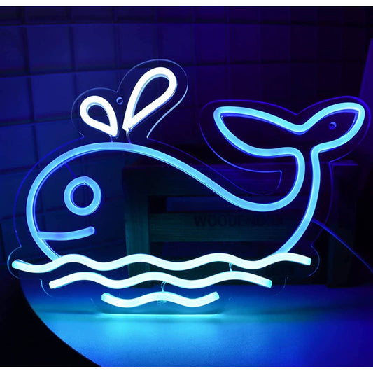 Lovely Fun Bright Blue Swimming Happy Whale LED Night Light Room Wall Decoration