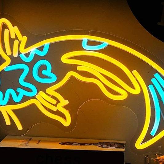 Vivid Bright Blue/Yellow Japanese Koi Fish LED Night Light Room Wall Decor
