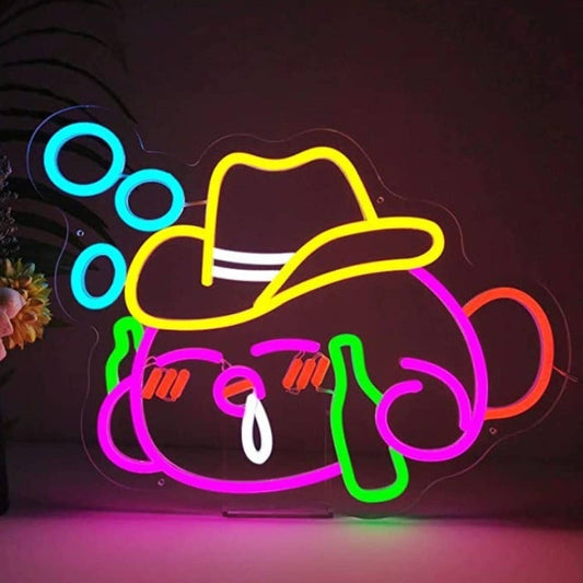 Funny Bright Drunk Cowboy Kirby LED Night Light Room Wall Decoration