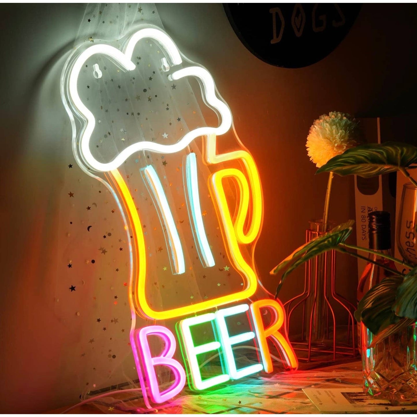 Bright Rainbow Beer Bar LED Night Light Sign Wall Decor
