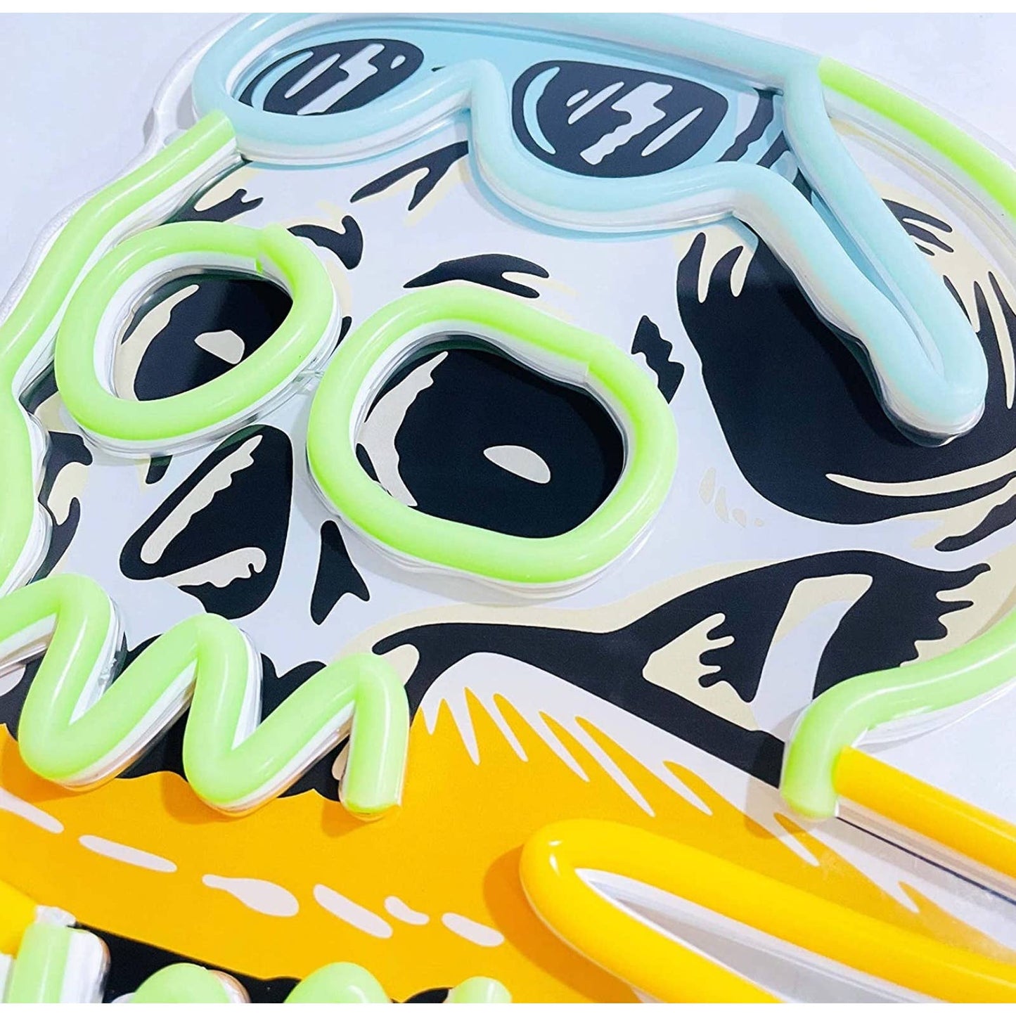 Fun Bright Green Skull Lighting Sunglasses LED Night Light Room Wall Decoration