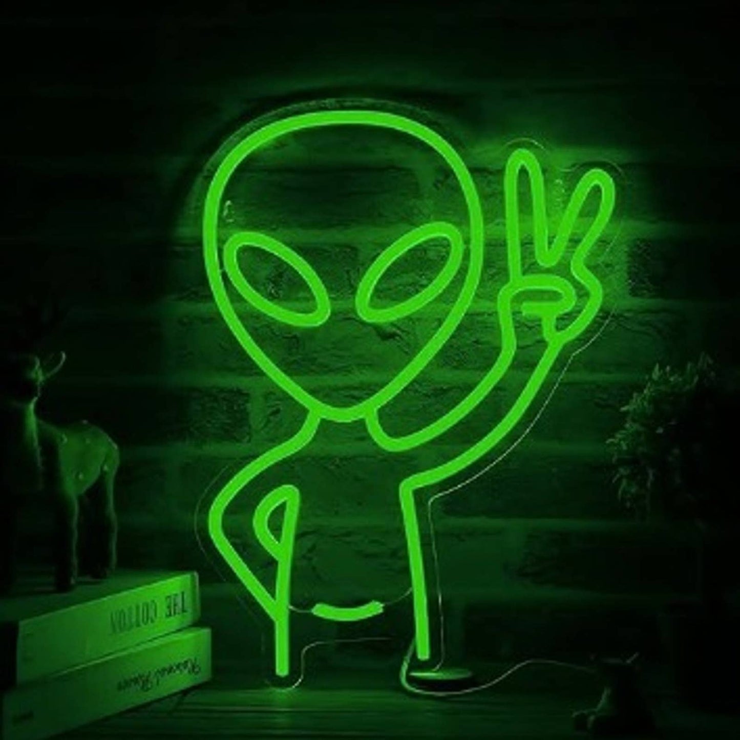 Fun Bright Green Peaceful Alien Kid LED Night Light Room Wall Decoration