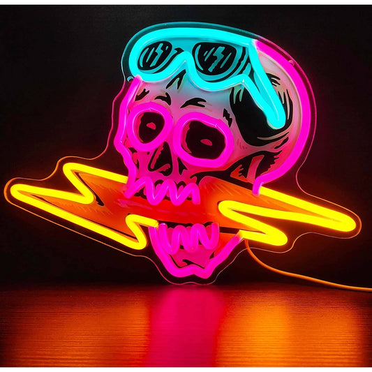Fun Bright Pink Skull Lighting Sunglasses LED Night Light Room Wall Decoraton
