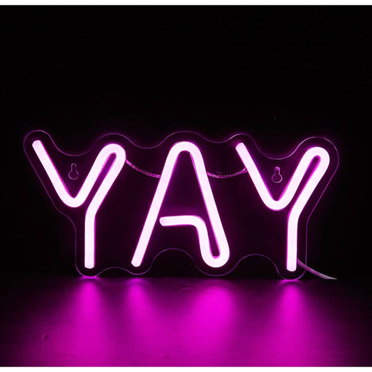 Adorable Bright Pink “Yay” LED Night Light Room Wall Decoration
