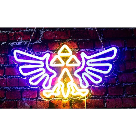 Fun bright Blue The Legend of Zelda Tri-Force Wings LED Light Game Room Decor